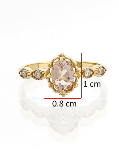 Vintage Morganite Tektaş Pırlanta Yüzük resmi