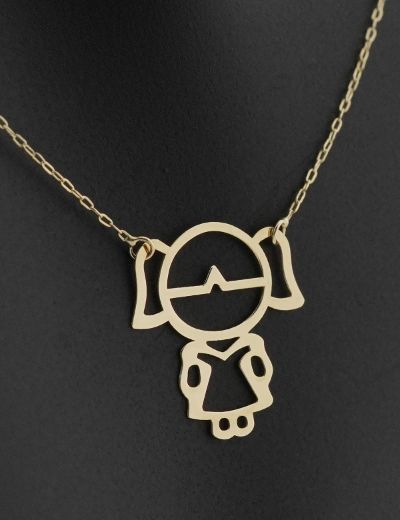 Örgülü Kız 14 Ayar Altın Kolye resmi