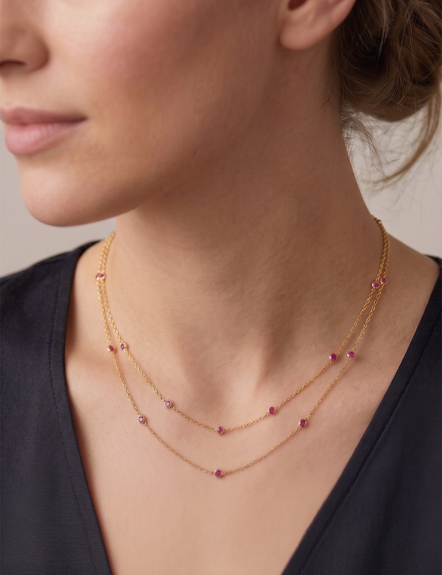 Yakut Taşlı Choker Kolye resmi