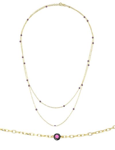 Yakut Taşlı Choker Kolye resmi