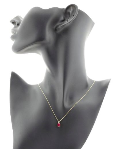 Yakut Oval Tektaş Kolye resmi