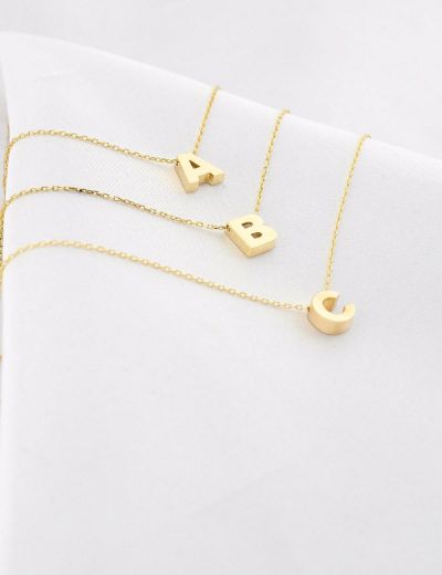 Klasik Harf Altın Kolye / 14 Ayar resmi