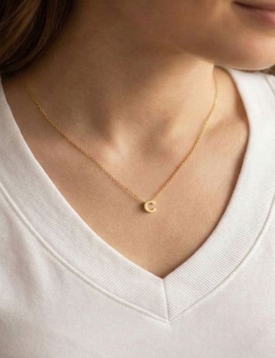 Klasik Harf Altın Kolye / 14 Ayar resmi