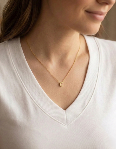 Klasik Harf Altın Kolye / 14 Ayar resmi