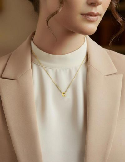 Klasik Harf Altın Kolye / 14 Ayar resmi