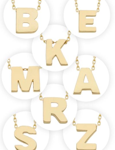 Klasik Harf Altın Kolye / 14 Ayar resmi
