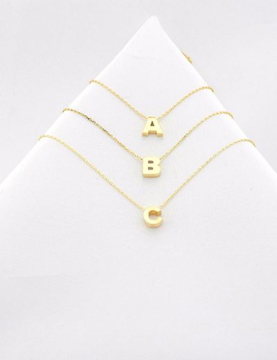 Klasik Harf Altın Kolye / 14 Ayar resmi