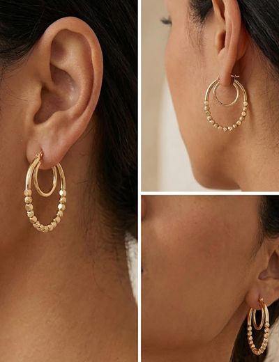 14 Ayar Altın Dorika Tasarım Küpe resmi