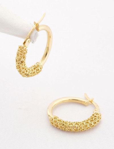 14 Ayar Altın Halka Tasarım  Küpe resmi