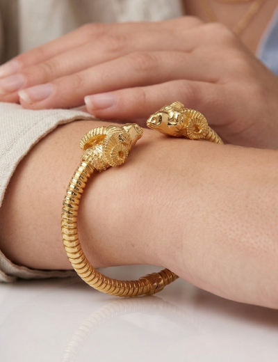 22 Ayar Altın Koç Başı Kelepçe Bilezik resmi