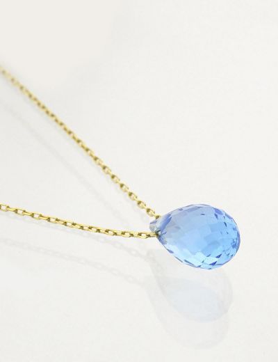 Doğal Blue Topaz Damla Kolye  resmi