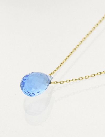 Doğal Blue Topaz Damla Kolye  resmi