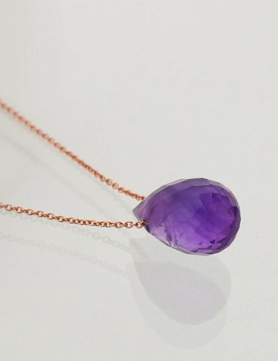 Doğal Ametist Taşlı Damla Kolye resmi