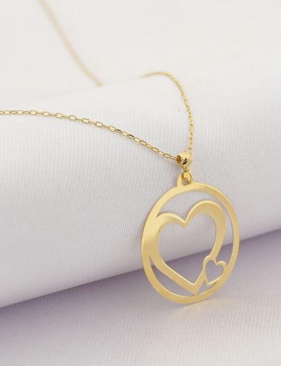 14 Ayar Altın Kalbimdeki Siz Kolye resmi