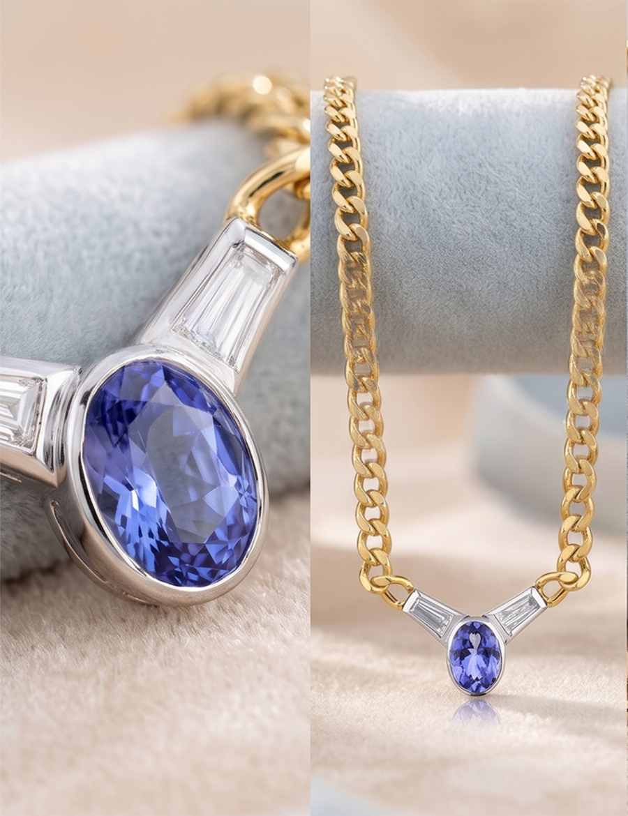 Tanzanite Tasarım Choker Pırlanta Kolye resmi