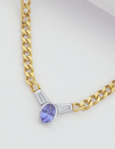Tanzanite Tasarım Choker Pırlanta Kolye resmi