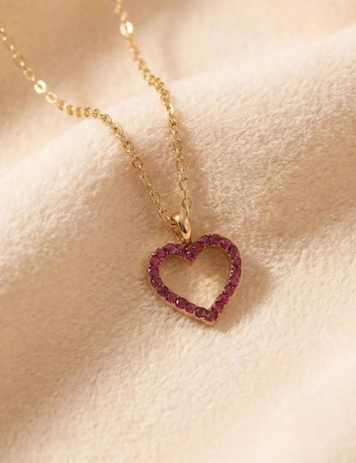 Yakut Taşlı Sevgi Kalp Kolye resmi