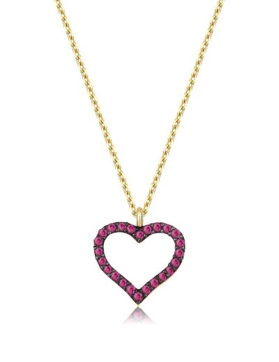 Yakut Taşlı Sevgi Kalp Kolye resmi