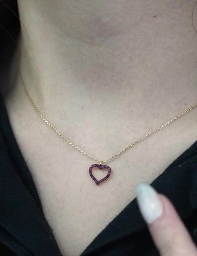 Yakut Taşlı Sevgi Kalp Kolye resmi