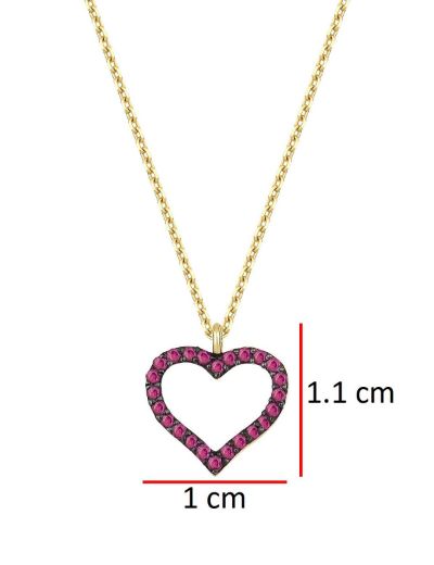 Yakut Taşlı Sevgi Kalp Kolye resmi