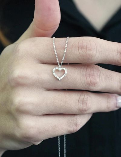 Pırlanta Sevgi Kalp Kolye resmi