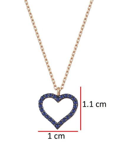 Safir Taşlı Sevgi Kalp Rose Gold Kolye resmi