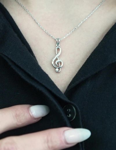 Pırlanta Sol Anahtarı Altın Kolye resmi