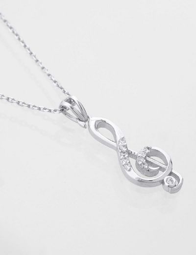 Pırlanta Sol Anahtarı Altın Kolye resmi