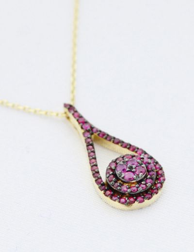 Yakut Damla Tasarım Kolye resmi