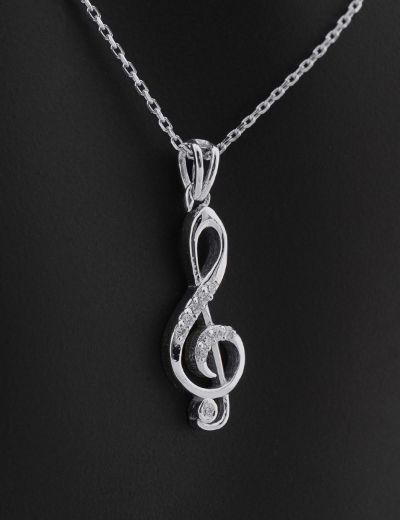 Pırlanta Sol Anahtarı Altın Kolye resmi