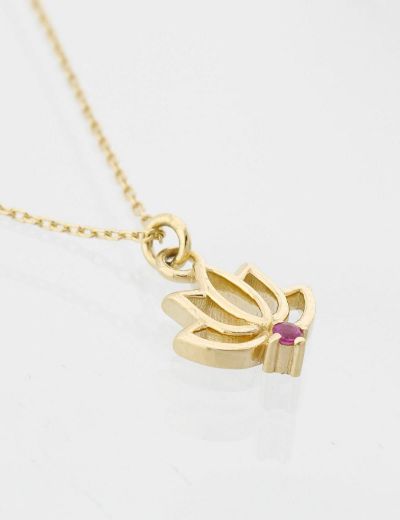 Yakut Lotus Çiçeği Kolye resmi