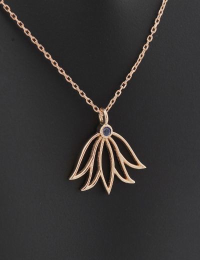 Lotus Çiçeği Safir Kolye resmi