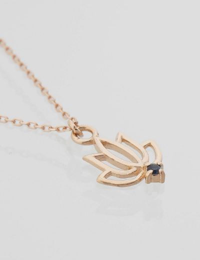 Safir Lotus Çiçeği Kolye resmi