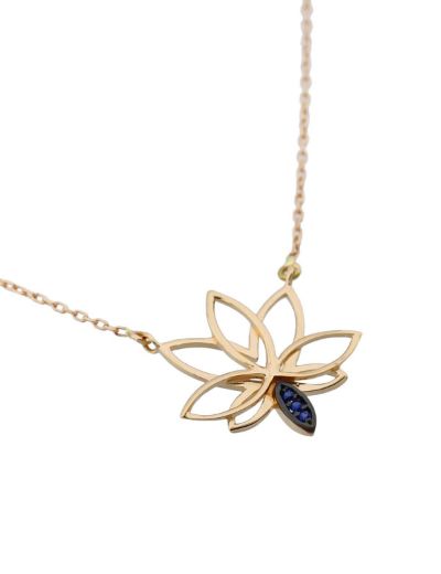 Safir Lotus Çiçeği Kolye resmi
