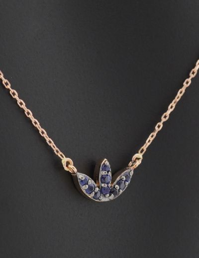 Safir Lotus Çiçeği Kolye resmi