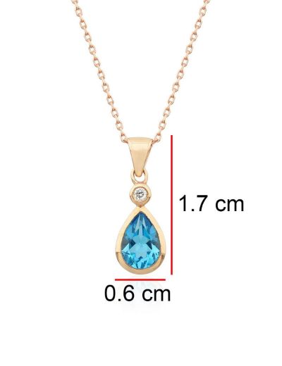 Damla Blue Topaz Tektaş Kolye resmi