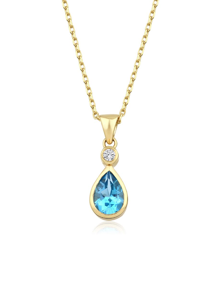 Damla Blue Topaz Tektaş Kolye resmi