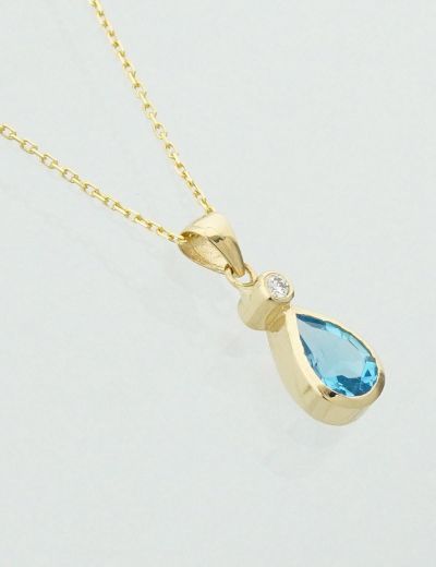 Damla Blue Topaz Tektaş Kolye resmi