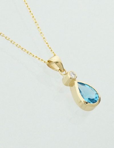 Damla Blue Topaz Tektaş Kolye resmi