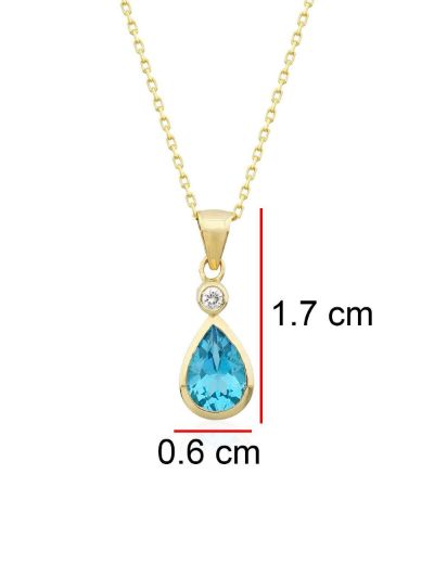 Damla Blue Topaz Tektaş Kolye resmi