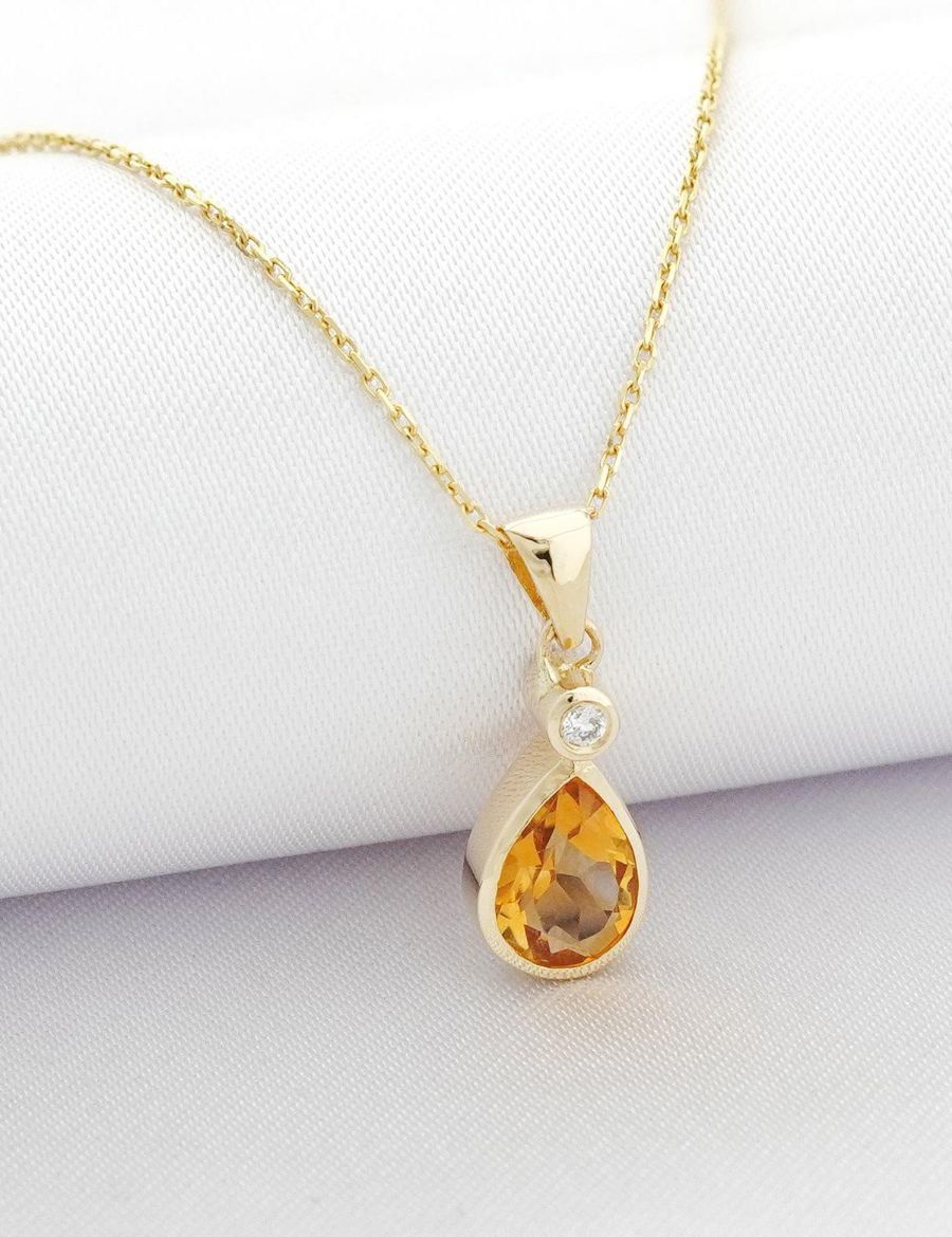 Damla Citrine Tektaş Kolye resmi
