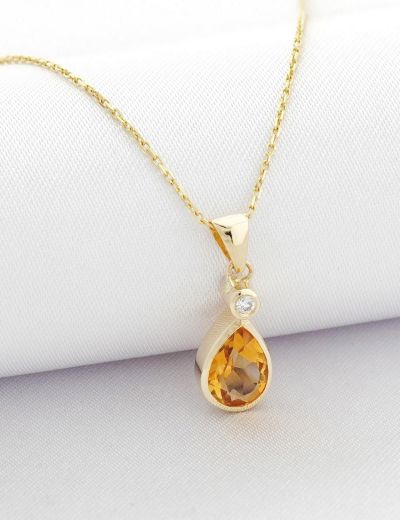 Damla Citrine Tektaş Kolye resmi