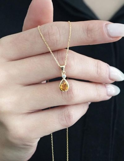 Damla Citrine Tektaş Kolye resmi