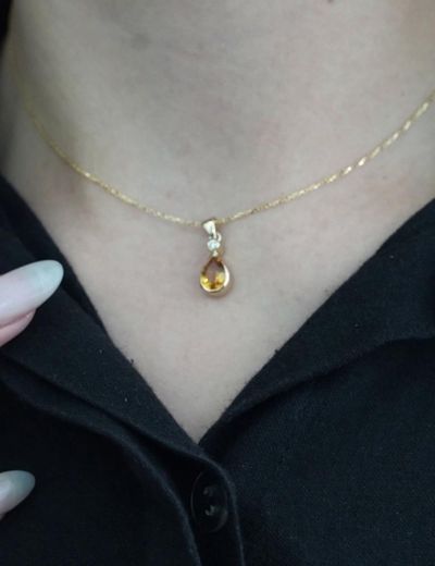 Damla Citrine Tektaş Kolye resmi