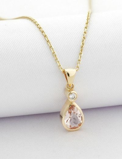 Damla Morganite Tektaş Kolye resmi