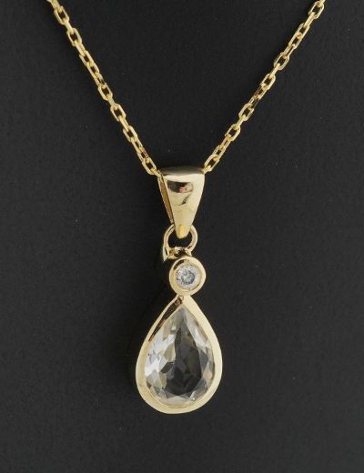 Damla Beyaz Topaz Tektaş Kolye resmi
