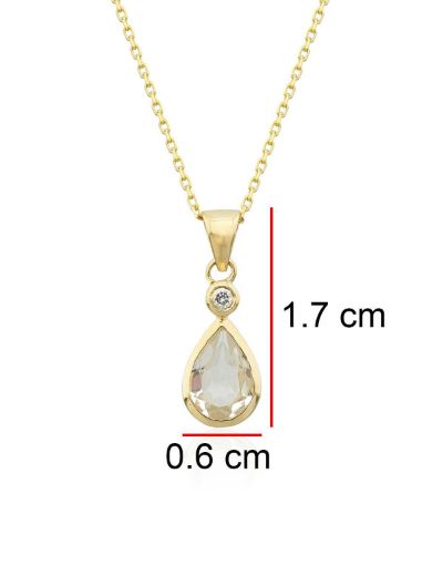 Damla Beyaz Topaz Tektaş Kolye resmi