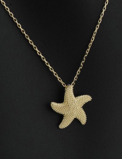 14 Ayar Altın Deniz Yıldızı Kolye resmi
