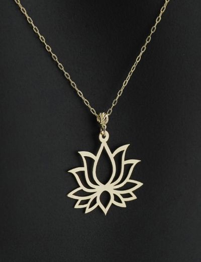 14 Ayar Altın Lotus Çiçeği Kolye resmi