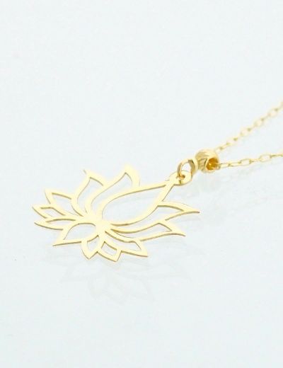 14 Ayar Altın Lotus Çiçeği Kolye resmi